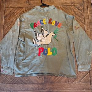 Women’s Jacket “Peace Love and Polo” Polo Ralph Lauren Size XL Military Green